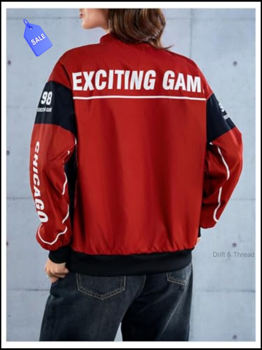Y2K Color Block Bomber Jacket - Zip Up Streetwear - Picture 2 of 5